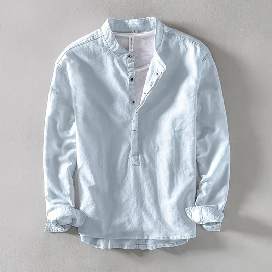CALLUM LINEN MANDARIN SHIRT