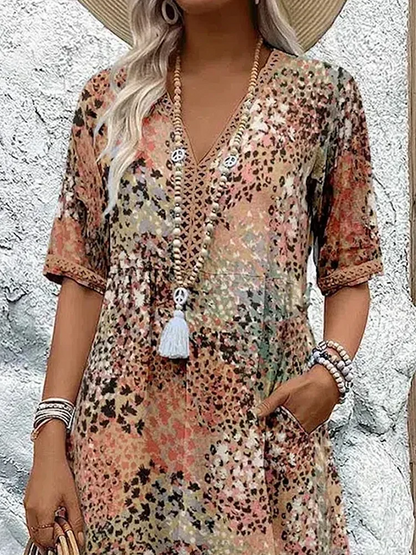 SUSAN | VIBRANT MIDI DRESS WITH ELEGANT TUMMY COVERAGE